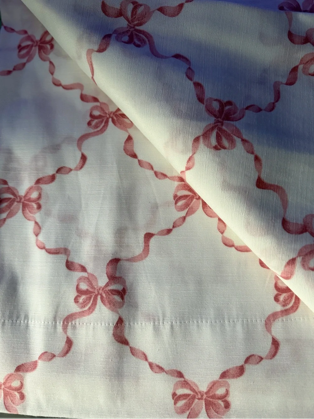 LAURA ASHLEY TRAILING BOW RIBBON PINK WINDOW PANEL PAIR 2 CURTAINS 38” 84”
